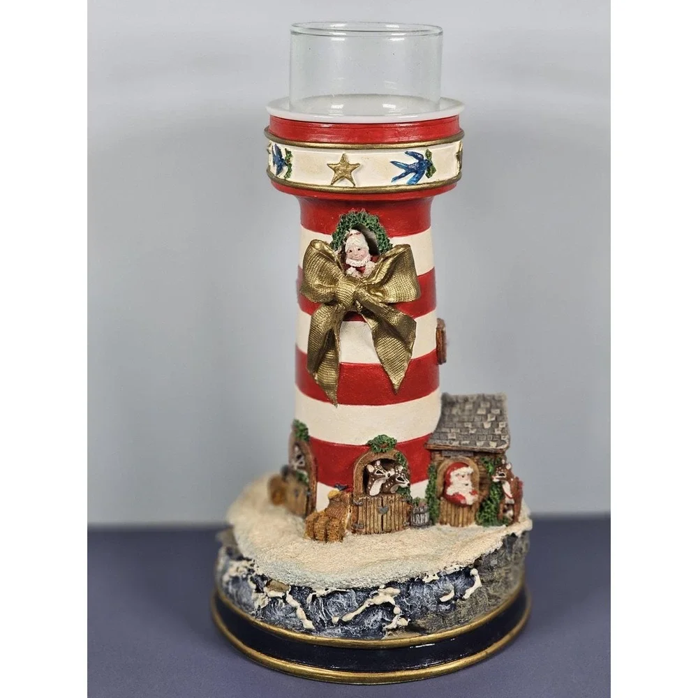 Danbury Mint Lighthouse Candle Holder Holiday Decor w COA
